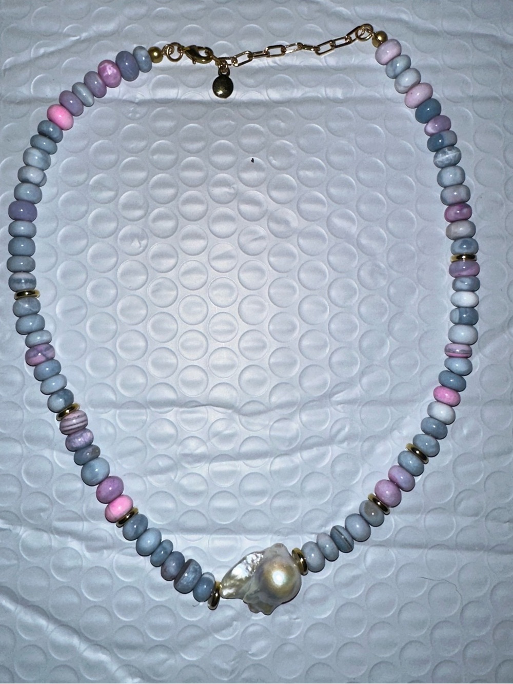 Mayamar Unique Gorgeous Purple Opal Beaded Baroque Pearl Necklace 16” 9mm stones